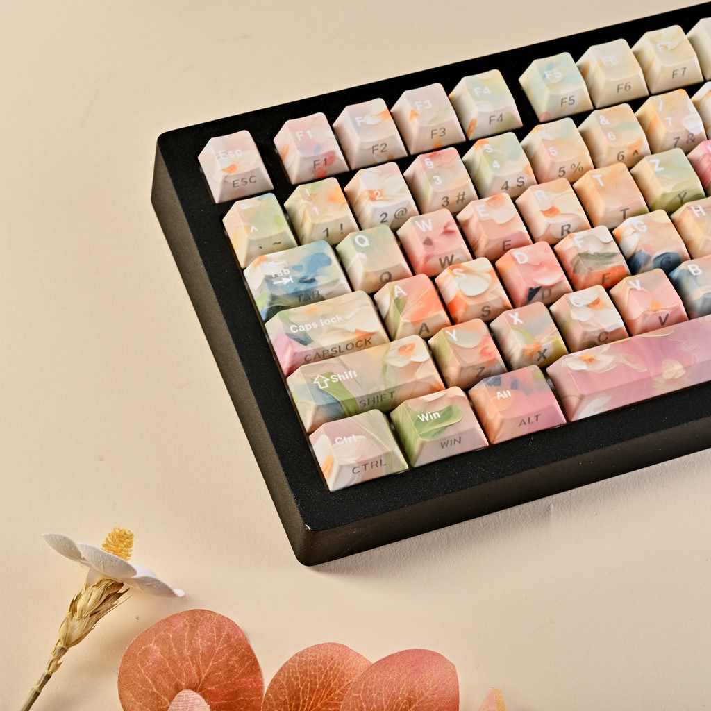 Garden German QWERTZ keycaps, left angle detail