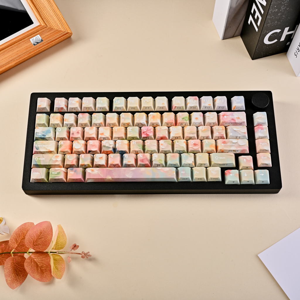 Garden German QWERTZ keycaps, full keyboard top view