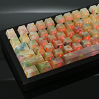 Garden German QWERTZ keycaps, backlit detail