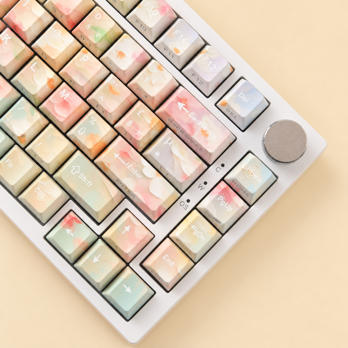 Garden French AZERTY keycaps, right angle detail