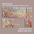 Ghibli Flower 131-Key Side Shine-Through Cherry Profile PBT Keycap Set — Phonetic / Double Engraving keyboard layout