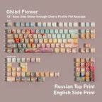 Ghibli Flower 131-Key Side Shine-Through Cherry Profile PBT Keycap Set — Russian Cyrillic / Double Engraving keyboard layout