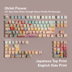 Ghibli Flower 131-Key Side Shine-Through Cherry Profile PBT Keycap Set — Japanese Kana / Double Engraving keyboard layout