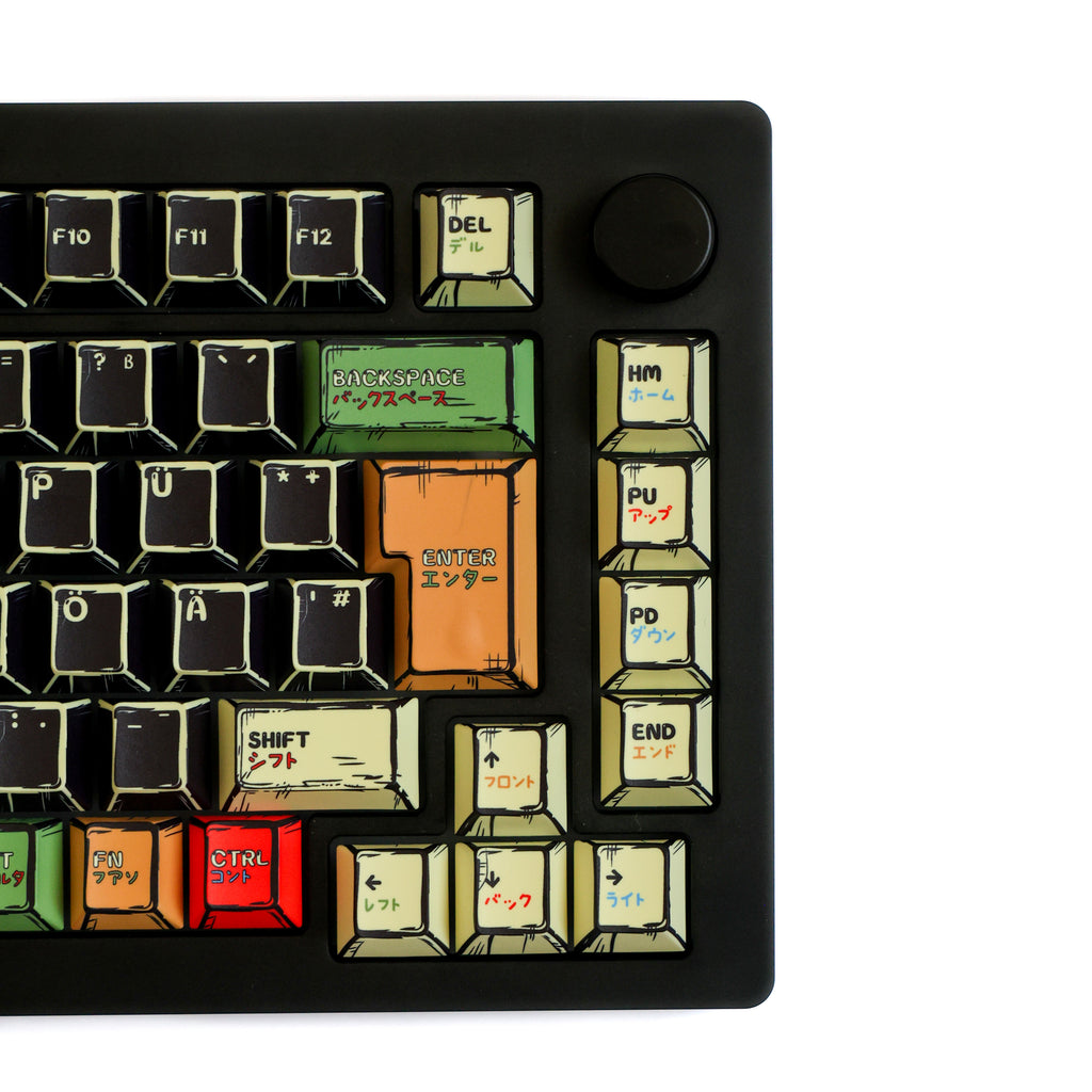 Gozilla Manga German QWERTZ keycaps around Enter and navigation keys