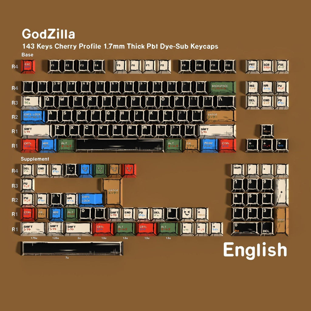 SimpoCubic Gozilla Manga PBT Cherry Profile Keycap Set EN layout option