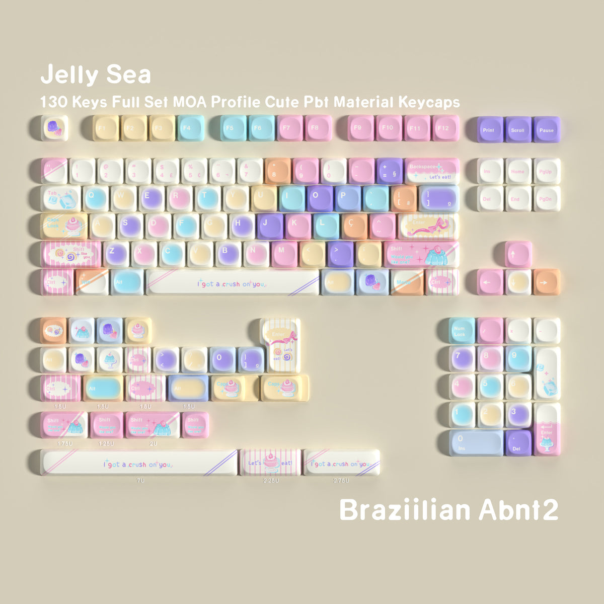 Jelly Sea MOA 130-Key PBT Keycap Set — Portuguese / Brazilian ABNT2 keyboard layout