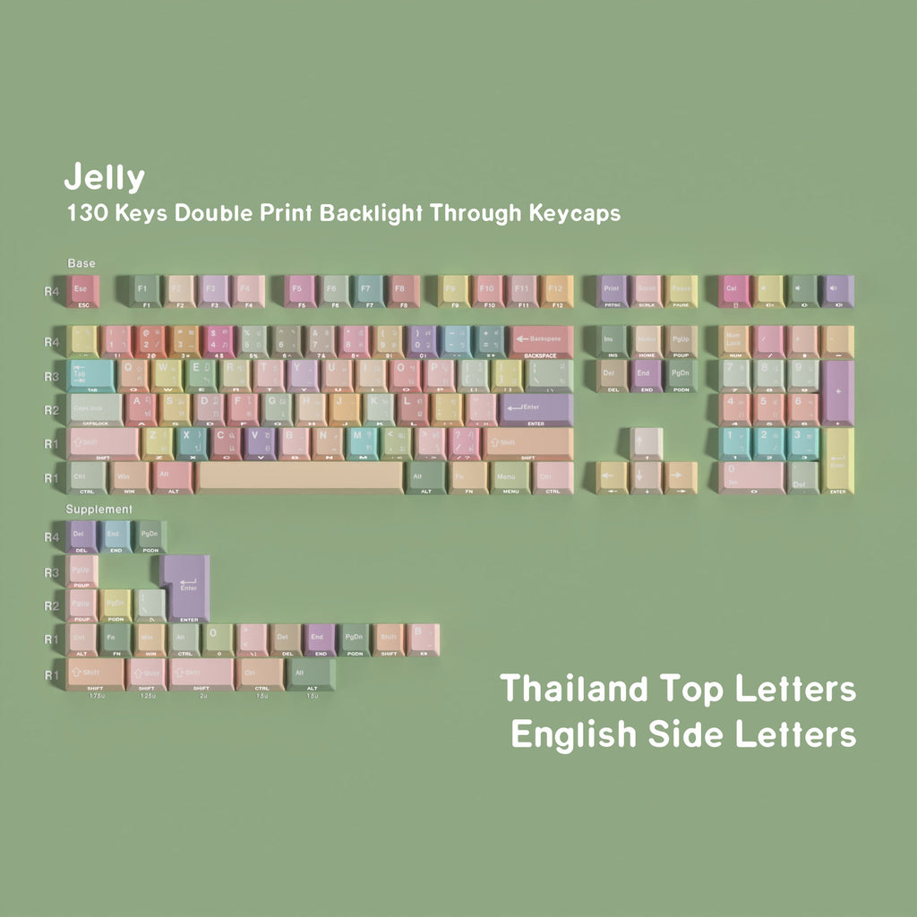 SIMPOCUBIC Jelly Side-printed PBT Cherry Keycap Set Thai double engraving layout option