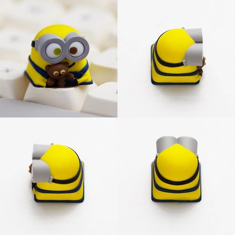 Minions Bob keycap shown from front, side and rear angles | SIMPOCUBIC