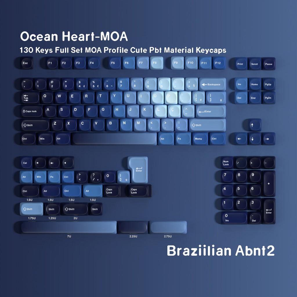 SIMPOCUBIC Ocean Heart MOA PBT Keycap Set Brazilian root layout option