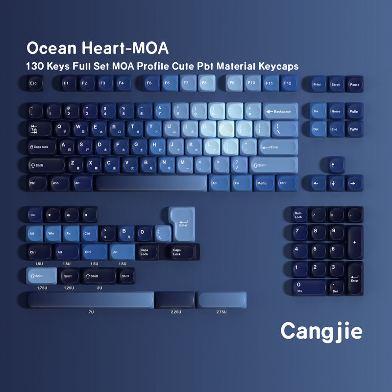 SIMPOCUBIC Ocean Heart MOA PBT Keycap Set Cangjie root layout option