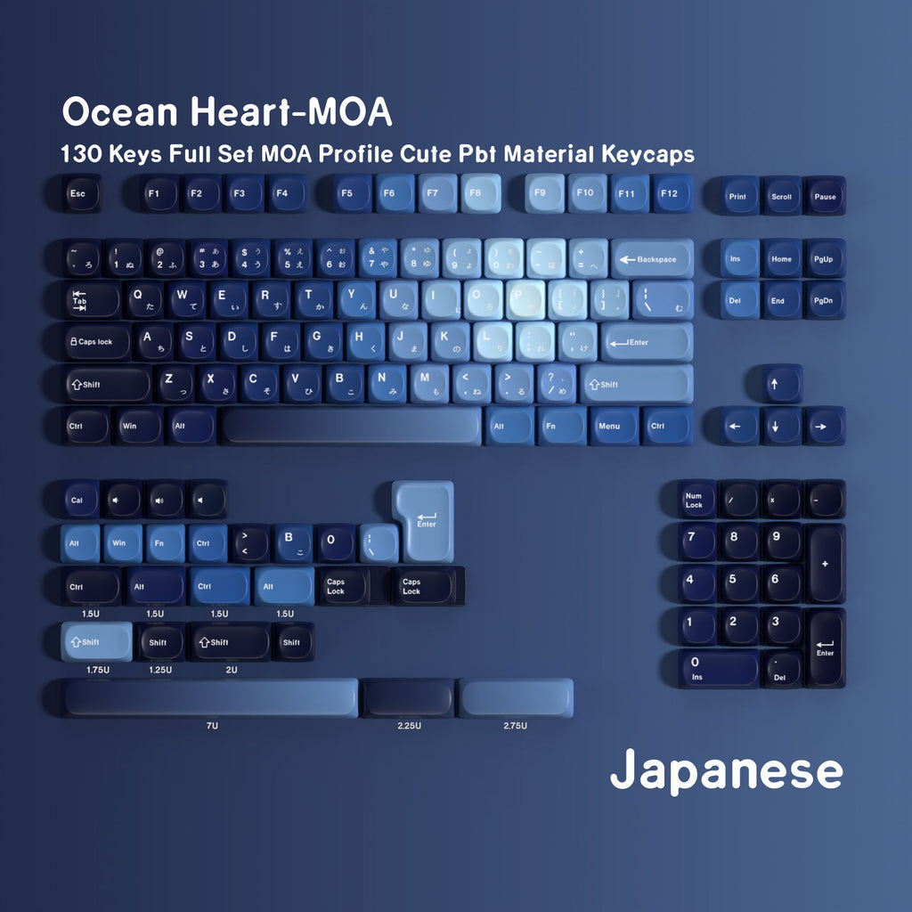 SIMPOCUBIC Ocean Heart MOA PBT Keycap Set Japanese root layout option