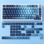 Ocean Heart MOA PBT keycaps in German QWERTZ layout, full mounted keyboard and 48 spare caps without a tray