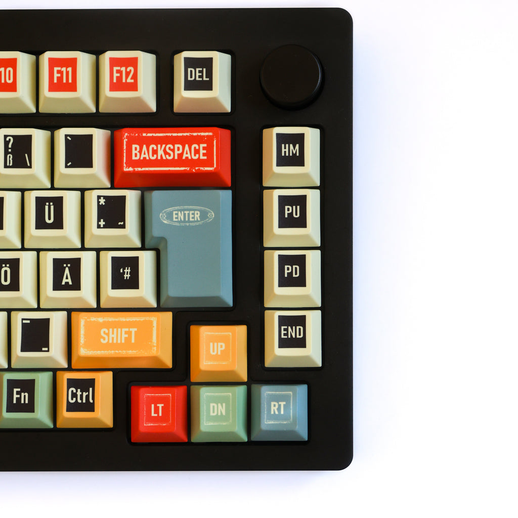 Retro PBT Cherry German QWERTZ keycaps, right-side keycap detail