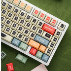 Retro PBT Cherry English QWERTY keycaps, right-side close-up