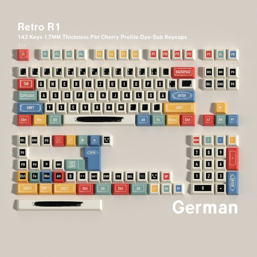 SIMPOCUBIC Retro PBT Cherry Profile Keycap Set DE-QWERTZ layout option