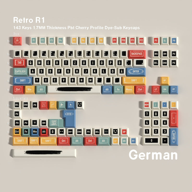 SIMPOCUBIC Retro PBT Cherry Profile Keycap Set DE-QWERTZ layout option