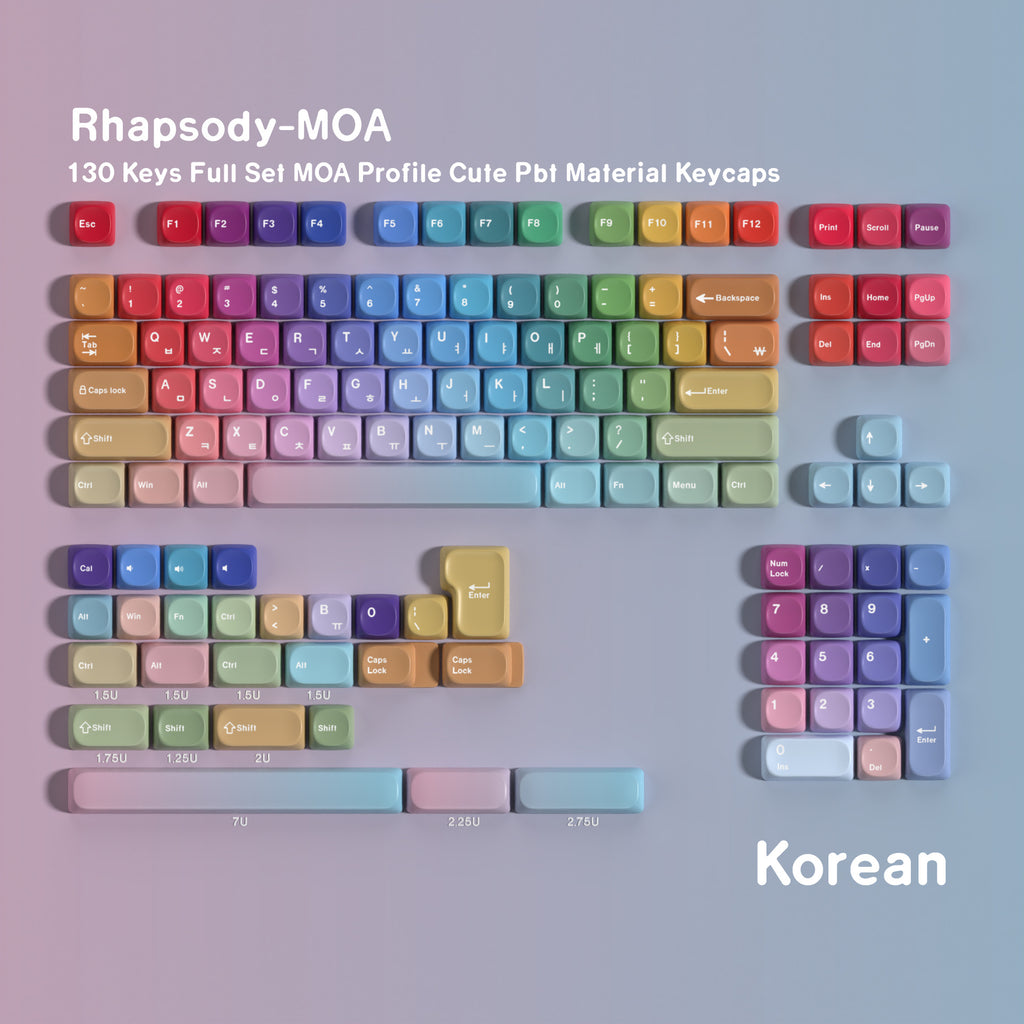 Rhapsody MOA 130-Key PBT Keycap Set — Korean Hangul keyboard layout