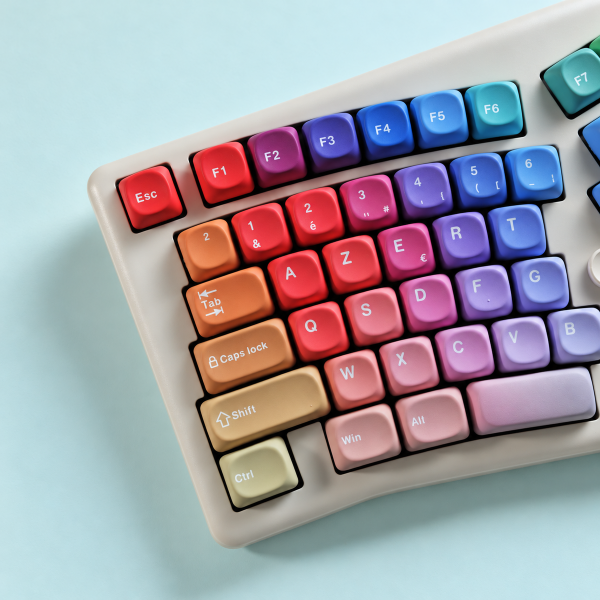 SIMPOCUBIC RHAPSODY MOA ALICE French AZERTY keycaps, left-half detail