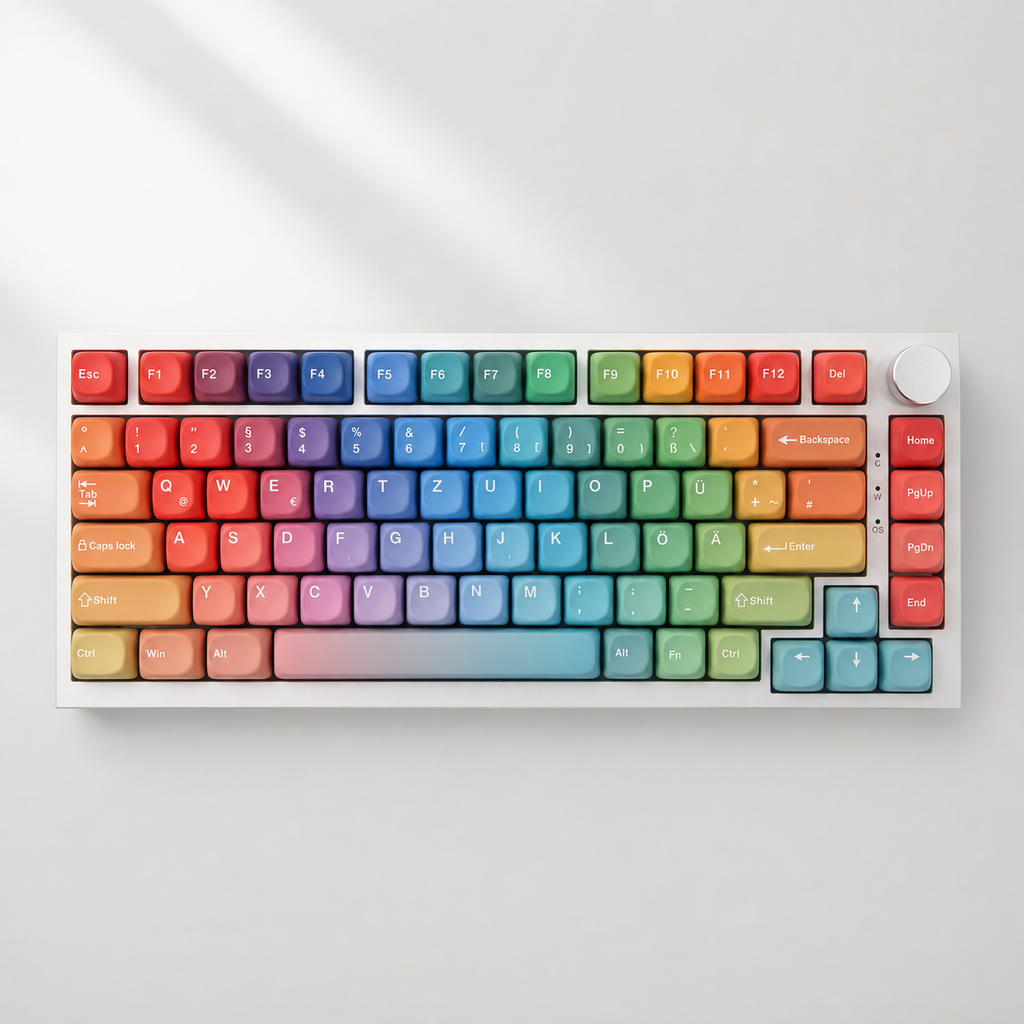 Rhapsody MOA German QWERTZ keycaps, full keyboard top view