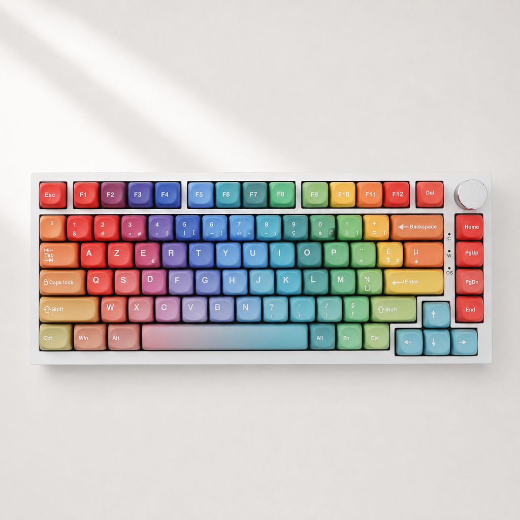 Rhapsody MOA French AZERTY keycaps, full keyboard top view