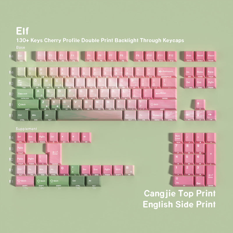 SIMPOCUBIC Spirit Shine-through PBT Cherry Keycap Set Cangjie double engraving layout option