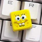 SpongeBob character single keycap on a white keyboard