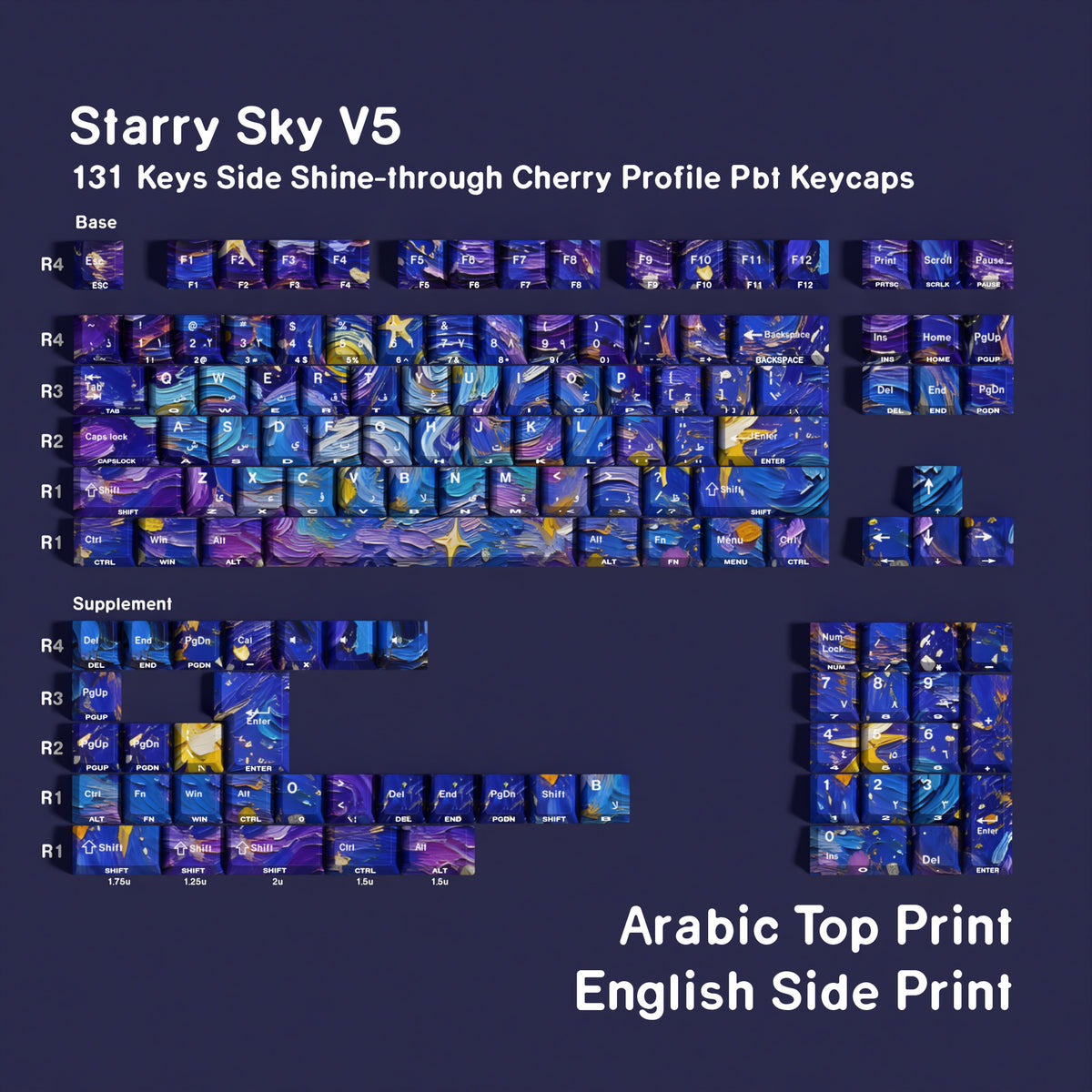 Starry Sky V5 Arabic / Double Engraving keycap layout