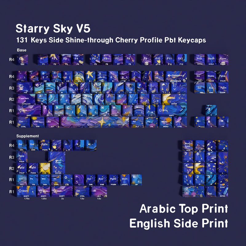 Starry Sky V5 Arabic / Double Engraving keycap layout