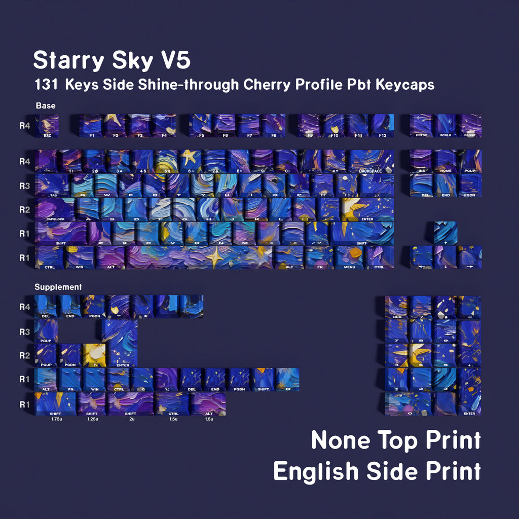 Starry Sky V5 English QWERTY / Side Engraving Only keycap layout