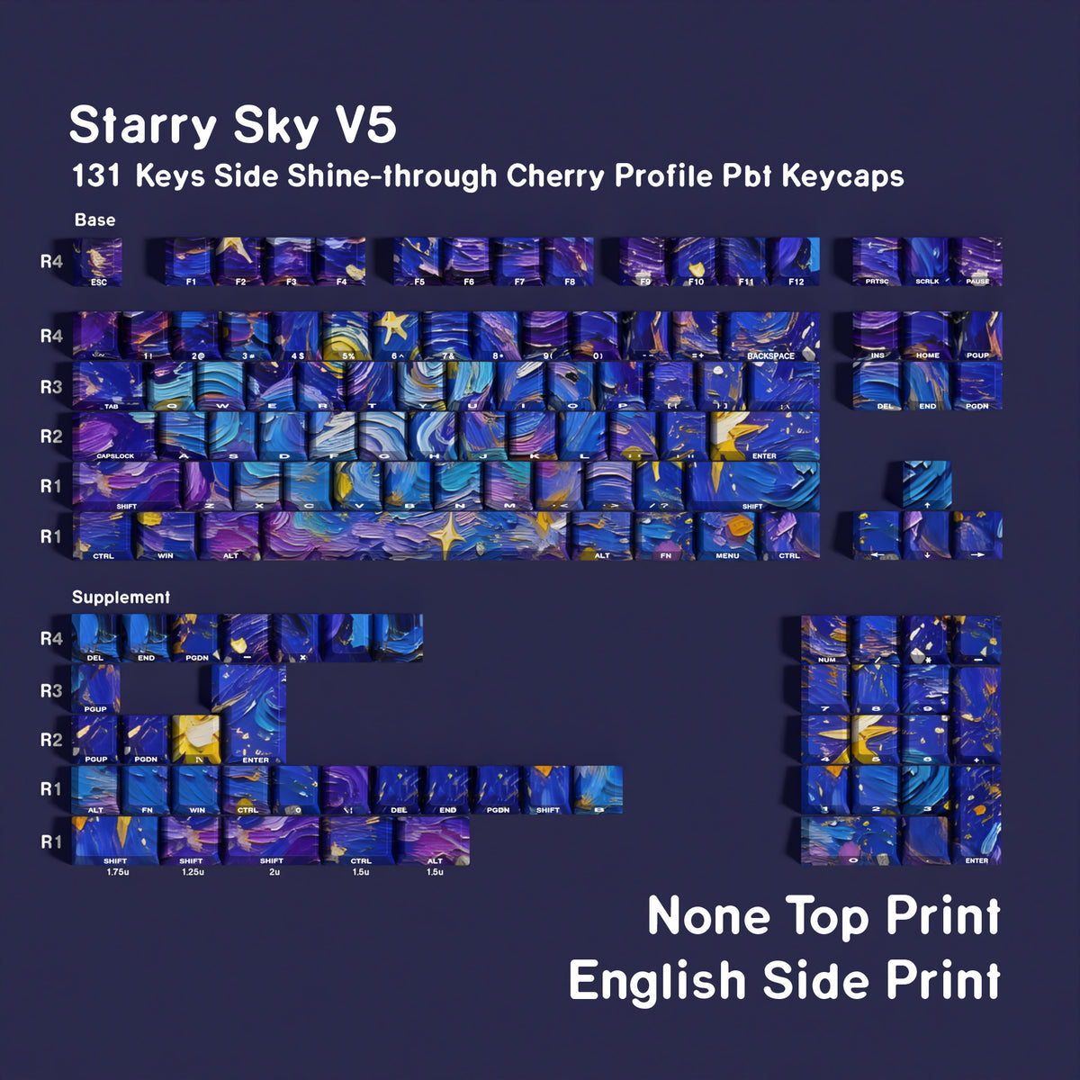 Starry Sky V5 English QWERTY / Side Engraving Only keycap layout