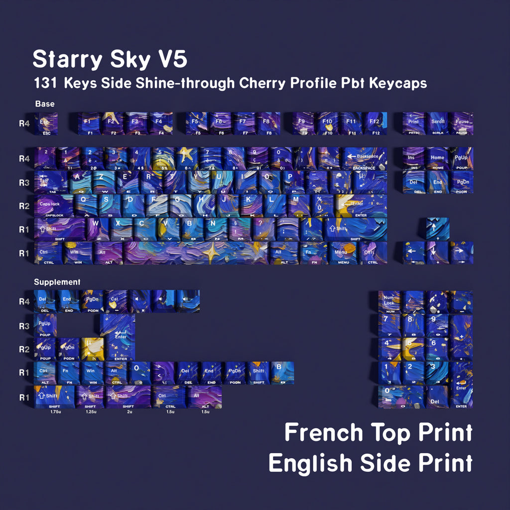 Starry Sky V5 French AZERTY / Double Engraving keycap layout