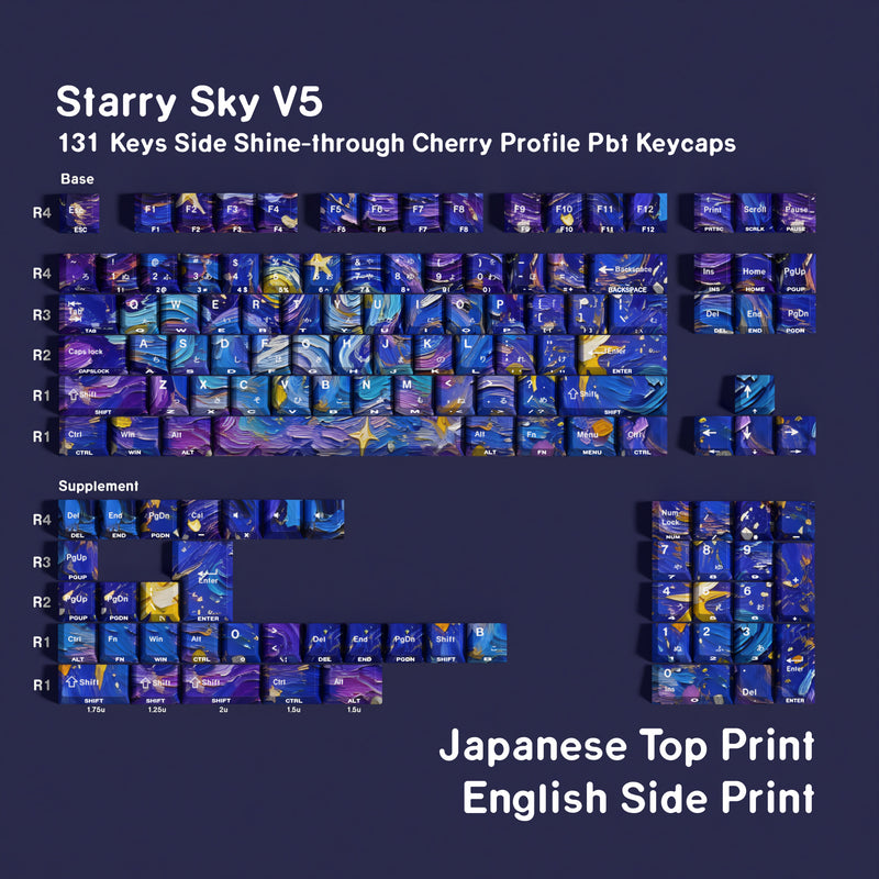 Starry Sky V5 Japanese Kana / Double Engraving keycap layout