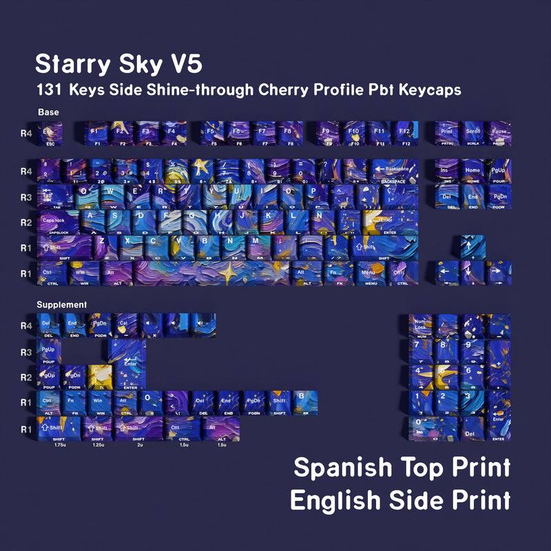 Starry Sky V5 Spanish / ES / Double Engraving keycap layout