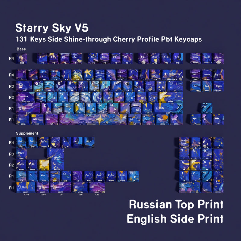 Starry Sky V5 Russian Cyrillic / Double Engraving keycap layout