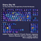 Starry Sky V5 side-printed shine-through PBT keycap set — More Languages layout coverage chart