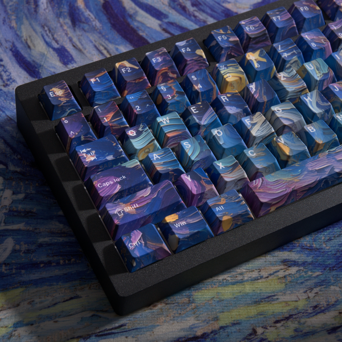 Starry Sky V5 German QWERTZ keycaps, left-side keycap detail