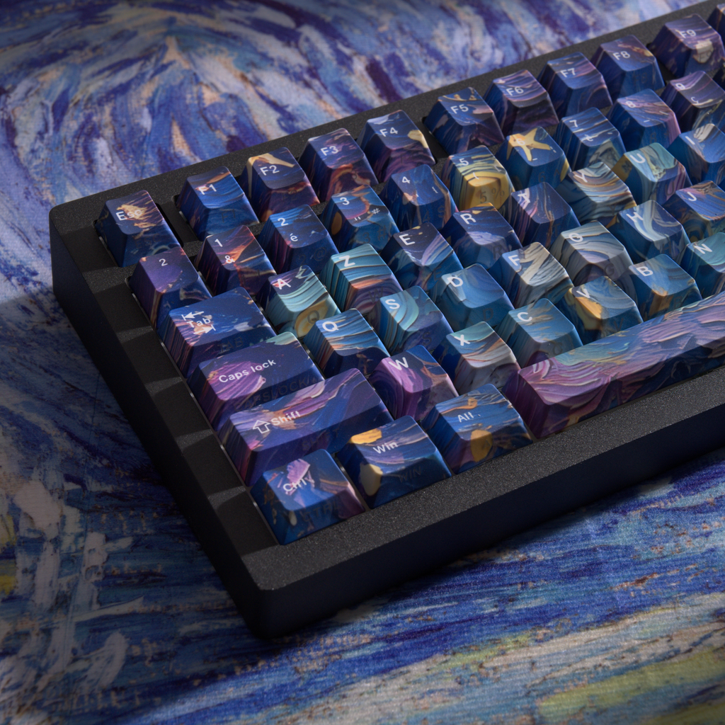 Starry Sky V5 French AZERTY keycaps, left-side keycap detail