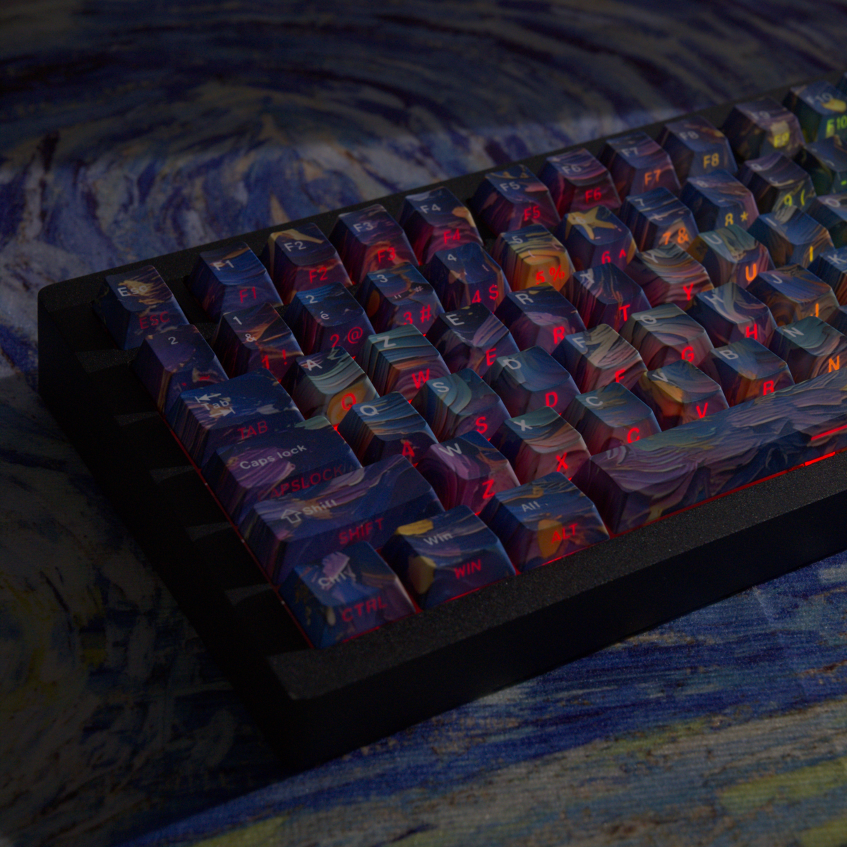Starry Sky V5 French AZERTY keycaps, natural side-printed illumination